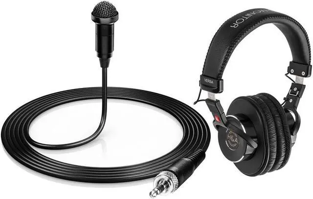 Main image of H&A HA-OM-L Omni-Directional Miniature Lavalier Microphone with 3.5mm TRS Locking Co nnector for Sennheiser ew with Professional Studio Monitor Headphones
