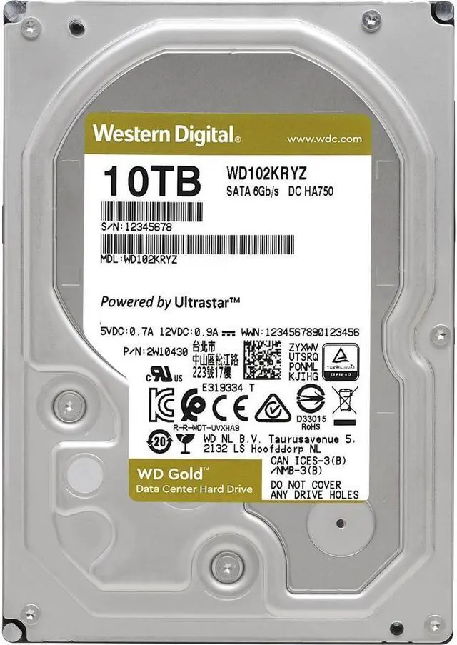 Alt view image 10 of 16 - WD Gold WD102KRYZ-20PK 10TB 7200 RPM 256MB Cache SATA 6.0Gb/s 3.5" Internal Hard Drive