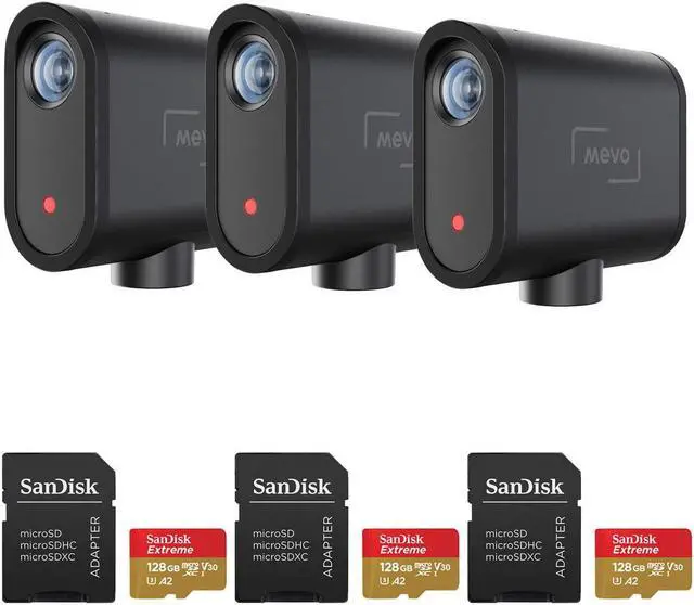 Alt view image 4 of 6 - Mevo Start All-In-One Full HD Live Streaming Camera with 128GB microSDXC Memory Card and Adapter, 3-Pack