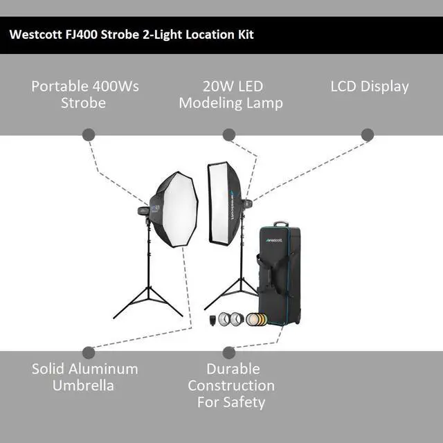 Alt view image 9 of 9 - Westcott FJ400 Strobe 2-Light Location Kit with FJ-X3 S Wireless Trigger
