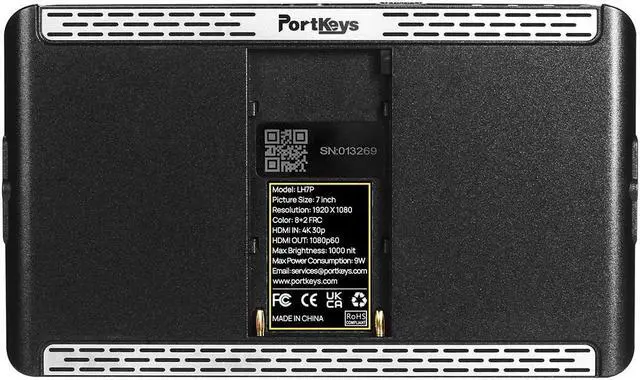 Alt view image 7 of 7 - Portkeys LH7P 7" Full HD High-Bright Touchscreen Monitor with Wireless Camera Control, Supports 4K HDMI, Black
