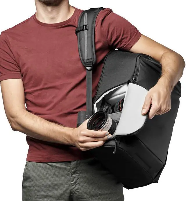 Alt view image 5 of 8 - lowepro flipside bp 400 aw iii mirrorless and dslr camera backpack - black - with rear access - with side access - with adjustable dividers - for mirrorless like sony ?7 - lp37352-