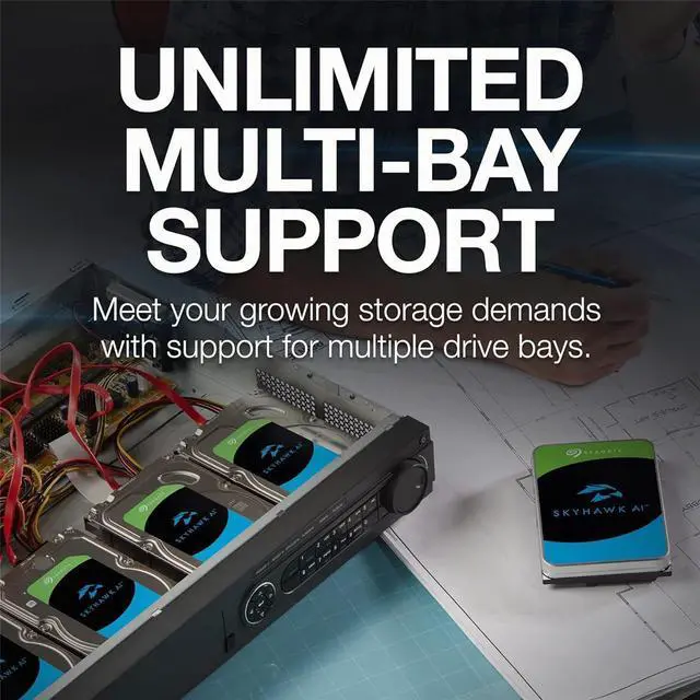 Alt view image 2 of 15 - Seagate Skyhawk AI SATA III 3.5" Internal Hard Drive - 16TB, Single, 512MB Cache