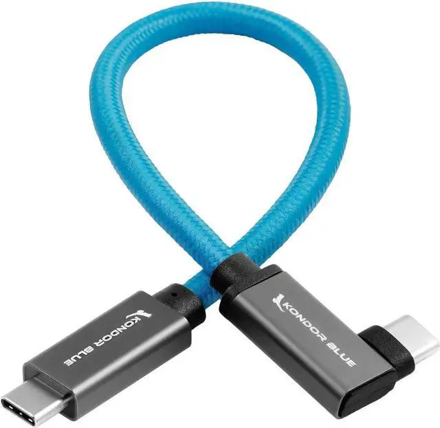 Alt view image 3 of 5 - kondor blue usb c to usb c braided cable | fast charging 100w | fast data transfer 10gbps | 6k ssd video recording for bmpcc 4k/6k z cam + more | samsung t5/t7 (right angle, 12")