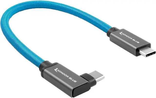Alt view image 4 of 5 - kondor blue usb c to usb c braided cable | fast charging 100w | fast data transfer 10gbps | 6k ssd video recording for bmpcc 4k/6k z cam + more | samsung t5/t7 (right angle, 12")