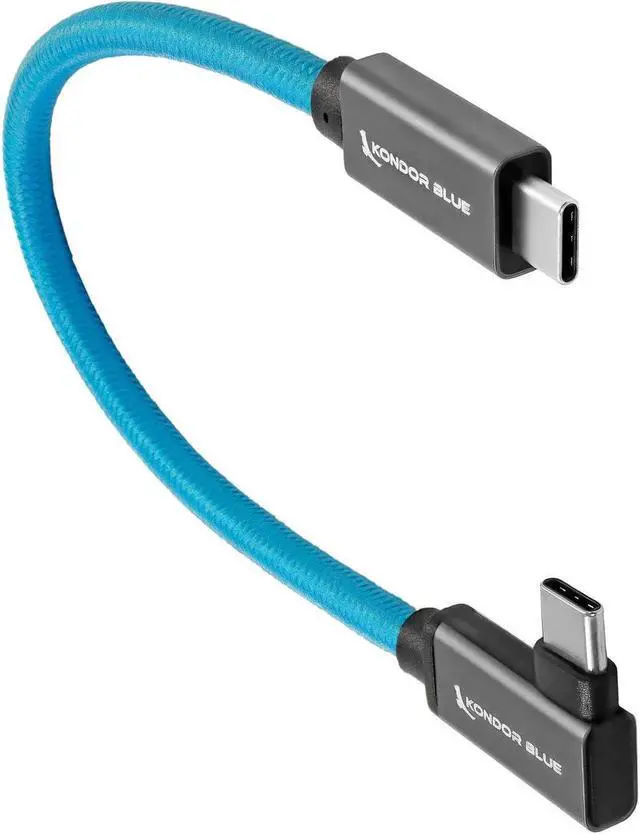 Alt view image 5 of 5 - kondor blue usb c to usb c braided cable | fast charging 100w | fast data transfer 10gbps | 6k ssd video recording for bmpcc 4k/6k z cam + more | samsung t5/t7 (right angle, 12")