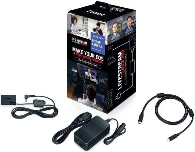 Alt view image 2 of 5 - Canon EOS Webcam Accessories Starter Kit for EOS RP, Works with RP Model Digital Camera, USB-C, Interface Cable IFC-100U, AC Adapter AC-E6N, & DC Coupler DR-E18, for Streaming, Teaching, Working