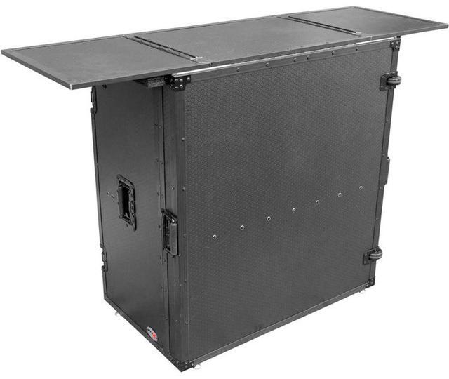 Alt view image 7 of 13 - ProX XS-DJSTNBL Transformer Series DJ Folding Workstation Table - Fold Away W-Wheels | Black on Black