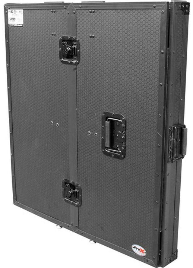Alt view image 9 of 13 - ProX XS-DJSTNBL Transformer Series DJ Folding Workstation Table - Fold Away W-Wheels | Black on Black