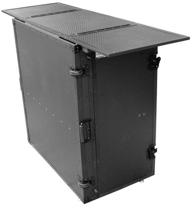 Alt view image 12 of 13 - ProX XS-DJSTNBL Transformer Series DJ Folding Workstation Table - Fold Away W-Wheels | Black on Black