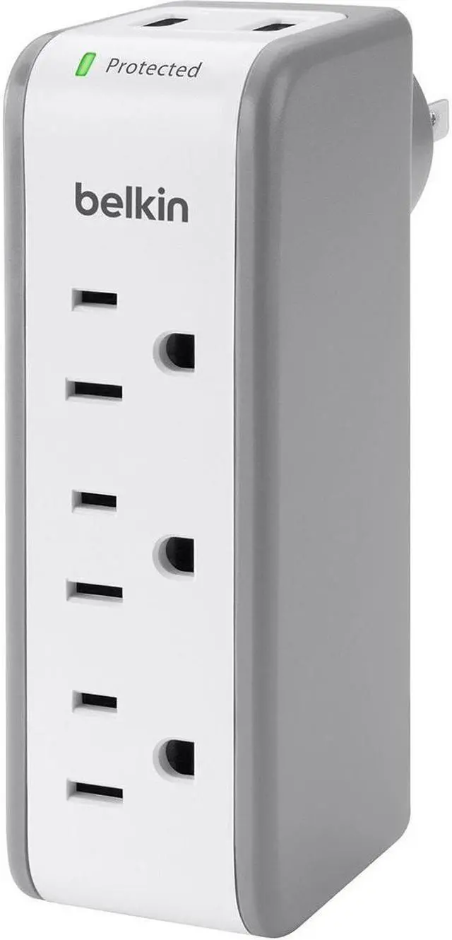 Alt view image 5 of 8 - Belkin 3-Outlet SurgePlus Mini Travel Swivel Charger Surge Protector with Dual USB Ports (2.1 AMP / 10 Watt), BST300