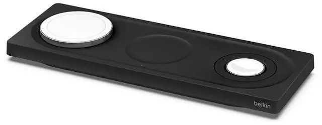 Alt view image 5 of 8 - Belkin 3-in-1 Wireless Charging Pad with Official MagSafe Charging 15W, Black
