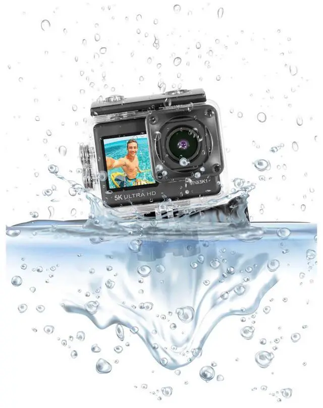 Alt view image 9 of 9 - Minolta MNX5K1 5K Ultra HD, 24 MP Action Camera Kit with Waterproof Case