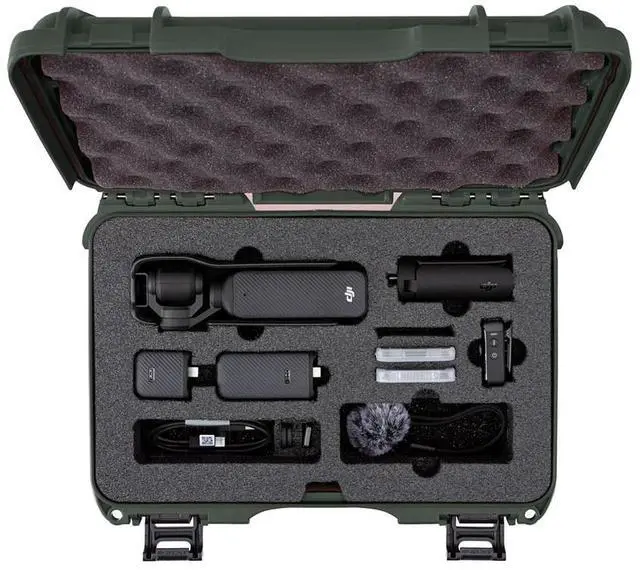 Alt view image 3 of 5 - Nanuk Nanuk 909 Waterproof Hard Case with Custom Foam for DJI Osmo Pocket 3, Olive