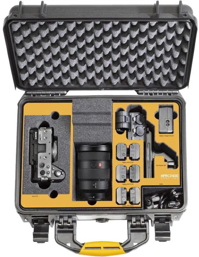 Alt view image 3 of 6 - HPRC 2400 Hard Case with Foam Insert for Sony FX3, Black with Yellow Handle