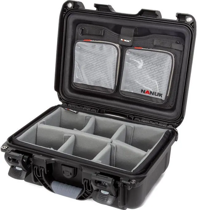 Main image of Nanuk 915 Waterproof Hard Case w/2-Pocket Lid Organizer and Padded Divider,Black