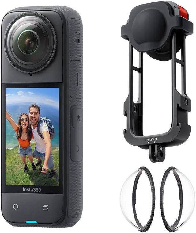Main image of Insta360 X4 8K 360 Action Camera, Black, Bundle with Premium Lens Guards and Utility Frame
