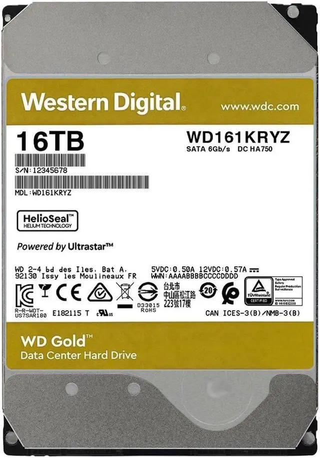 Alt view image 11 of 13 - Western Digital Gold WD161KRYZ 16 TB Hard Drive - 3.5" Internal - SATA (SATA/600)