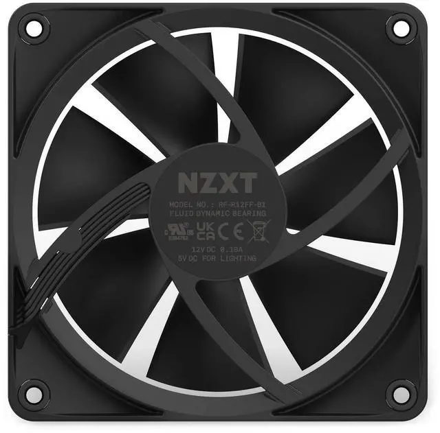 Alt view image 14 of 14 - NZXT F120 RGB Fans - RF-R12SF-B1 - Advanced RGB Lighting Customization - Whisper Quiet Cooling - Single (RGB Fan & Controller Required & NOT Included) - 120mm Fan - Black