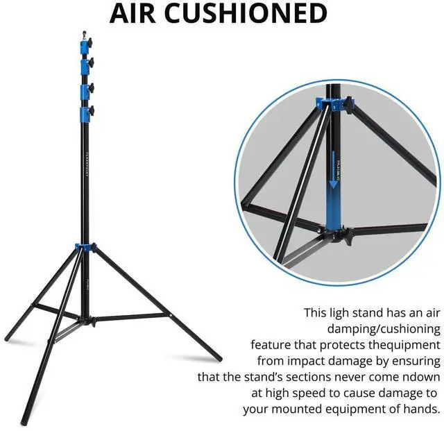 Alt view image 5 of 7 - Flashpoint Pro Air-Cushioned Heavy-Duty Light Stand (Blue, 13') #FP-S-13-BL-V2