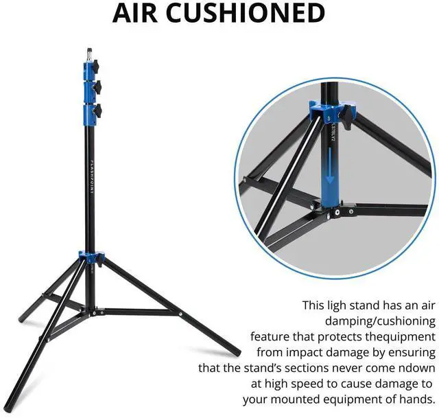 Alt view image 5 of 7 - Flashpoint Pro Air-Cushioned Heavy-Duty Light Stand (Blue, 7.2') #FP-S-7-BL-V2