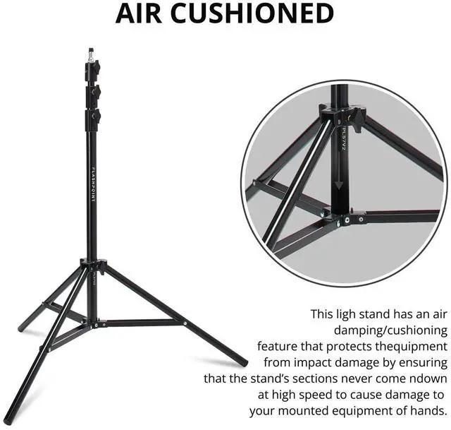 Alt view image 5 of 7 - Flashpoint Pro Air-Cushioned Heavy-Duty Light Stand (Black, 7.2') #FP-S-7-V2