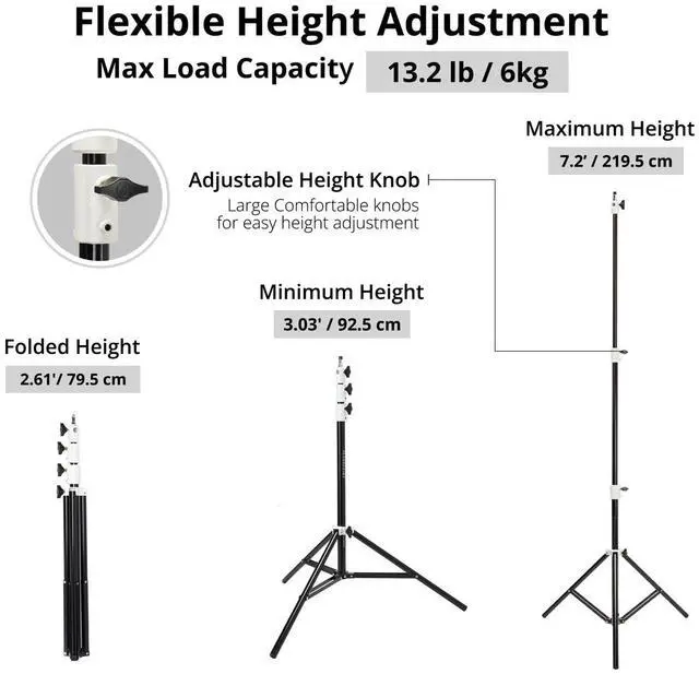 Alt view image 2 of 7 - Flashpoint Pro Air-Cushioned Heavy-Duty Light Stand (White, 7.2') #FP-S-7-WH-V2