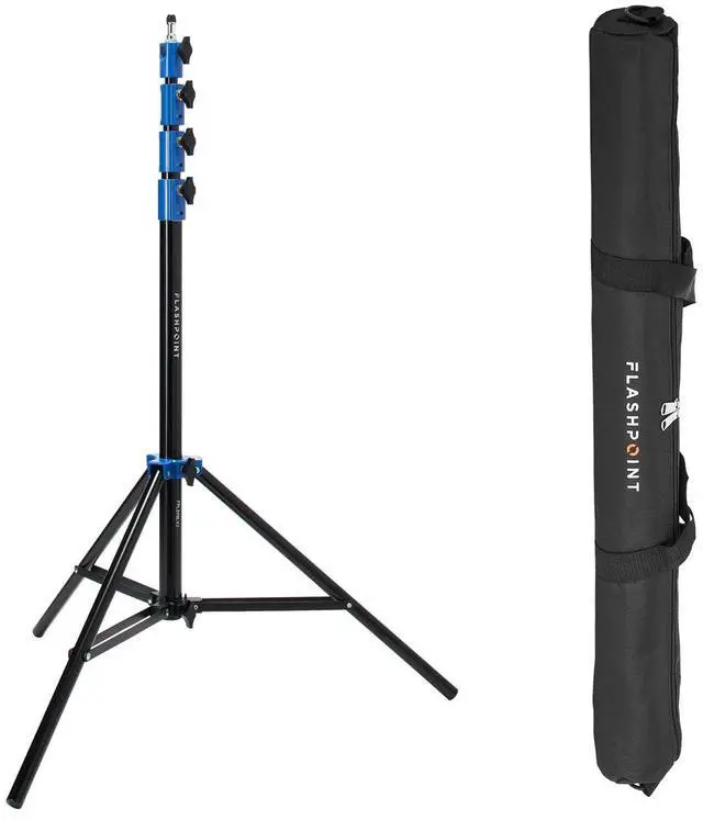 Alt view image 2 of 7 - Flashpoint Pro Air-Cushioned Heavy-Duty Light Stand (Blue, 9.5') #FP-S-9-BL-V2