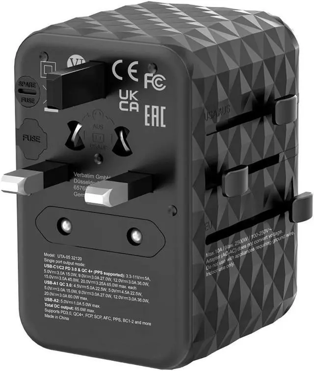Alt view image 4 of 7 - Verbatim UTA-05 GaN III 65W Universal Travel Adapter #32120