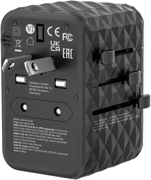 Alt view image 6 of 7 - Verbatim UTA-05 GaN III 65W Universal Travel Adapter #32120