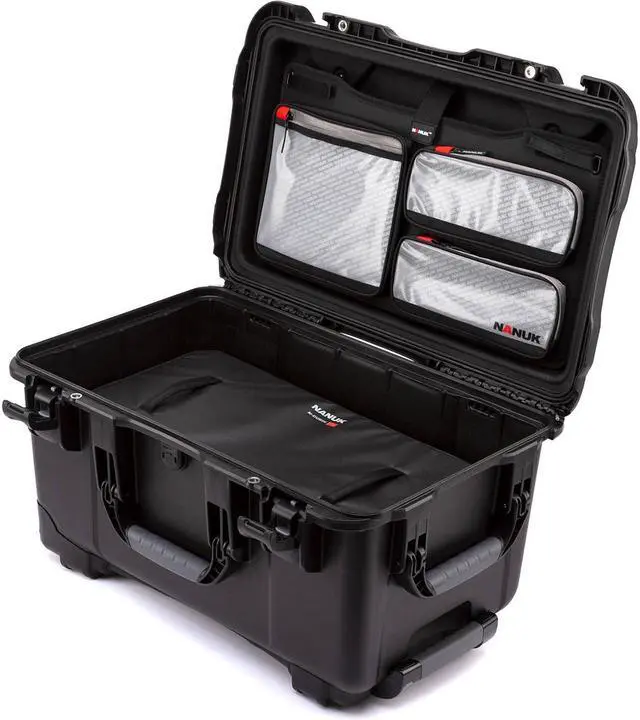 Alt view image 3 of 7 - Nanuk Media Series 935 Wheeled Waterproof Hard Case with N-Cubik 17L Insert and Lid Organizer, Black