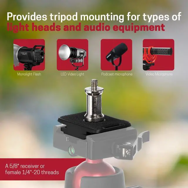 Alt view image 4 of 7 - 3Pod Baby Pin Plate, Arca and RC2 Compatible, Convert Your Tripod to a Light Stand with Multi-Mount Tripod Plate