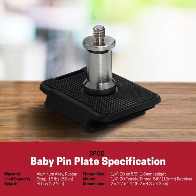 Alt view image 7 of 7 - 3Pod Baby Pin Plate, Arca and RC2 Compatible, Convert Your Tripod to a Light Stand with Multi-Mount Tripod Plate