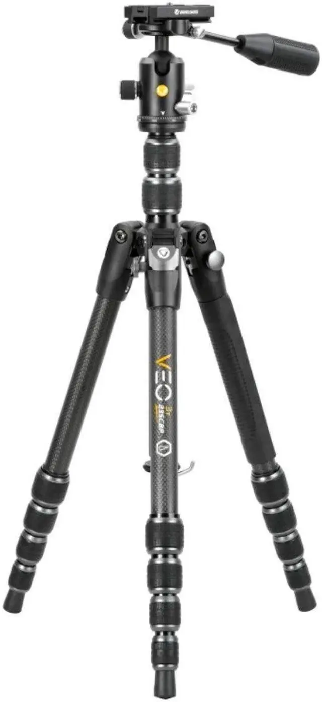 Main image of Vanguard VEO 3T 235CBP 5-Section Middle-Sized Carbon Fiber Travel Tripod with Ball Head and Pan Handle, Black