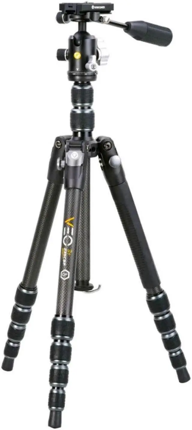 Alt view image 2 of 4 - Vanguard VEO 3T 235CBP 5-Section Middle-Sized Carbon Fiber Travel Tripod with Ball Head and Pan Handle, Black