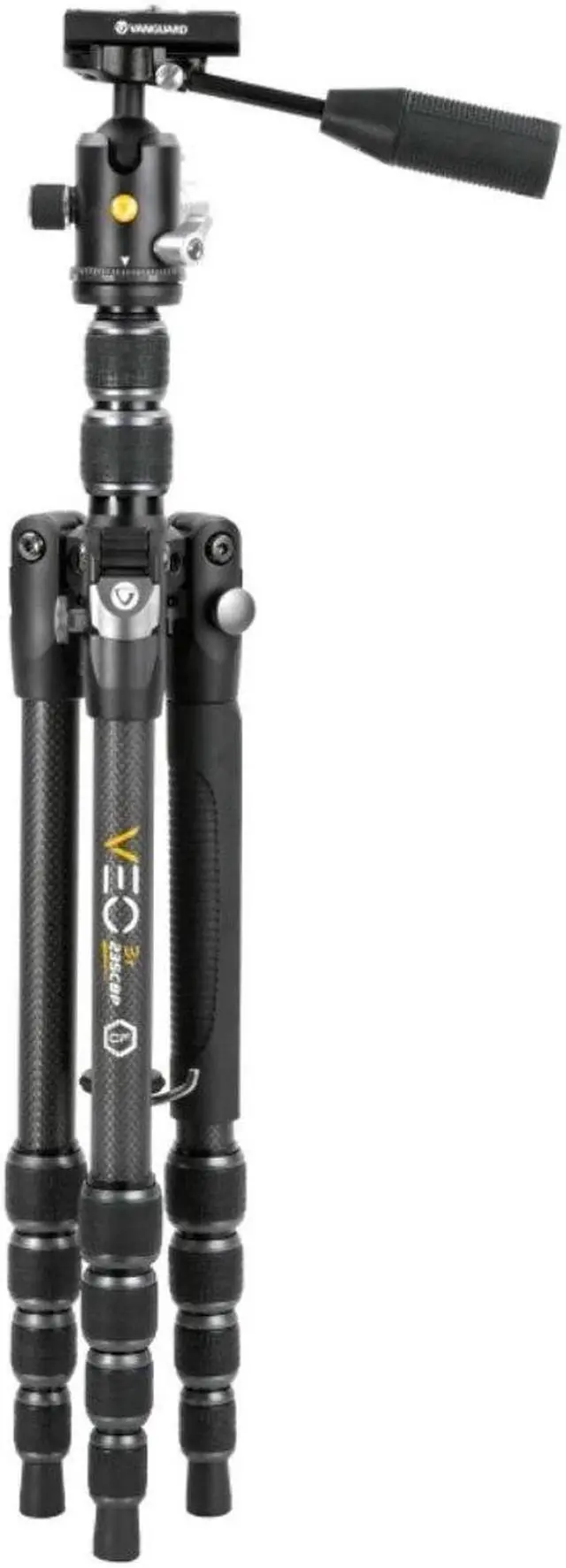 Alt view image 3 of 4 - Vanguard VEO 3T 235CBP 5-Section Middle-Sized Carbon Fiber Travel Tripod with Ball Head and Pan Handle, Black