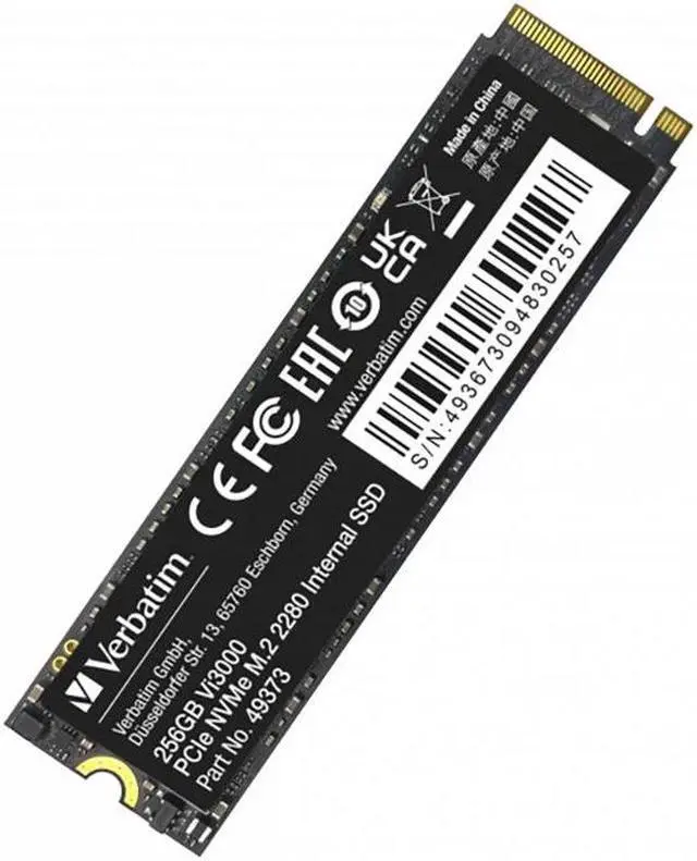Alt view image 5 of 9 - Verbatim 256GB SSD Vi3000 Internal Solid State Hard Drive PCIe NVMe M.2 2280