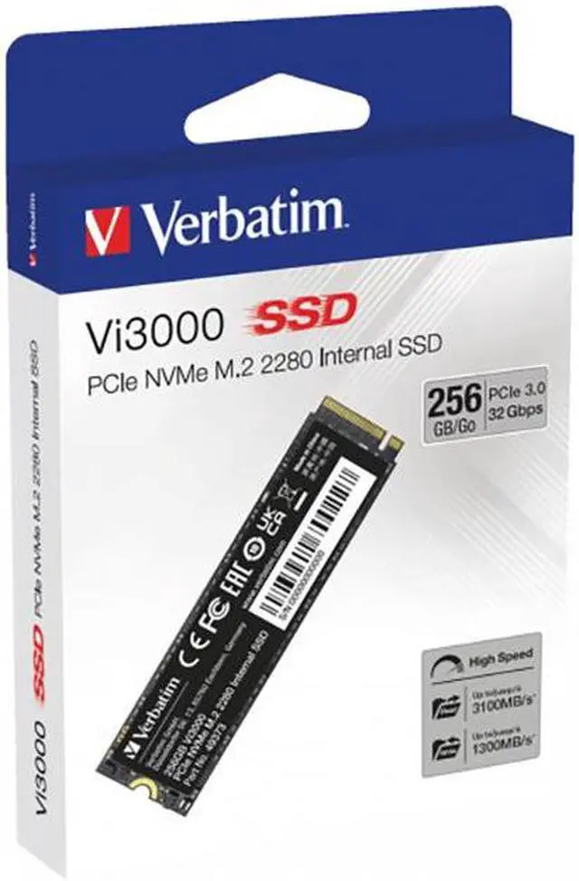 Alt view image 6 of 9 - Verbatim 256GB SSD Vi3000 Internal Solid State Hard Drive PCIe NVMe M.2 2280