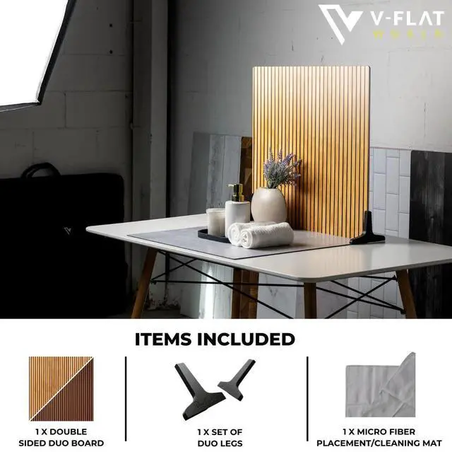 Alt view image 2 of 7 - V-FLAT WORLD Duo Board 24x24" Double Sided Surface Board, Wood Slats Light/Wood Slats Dark