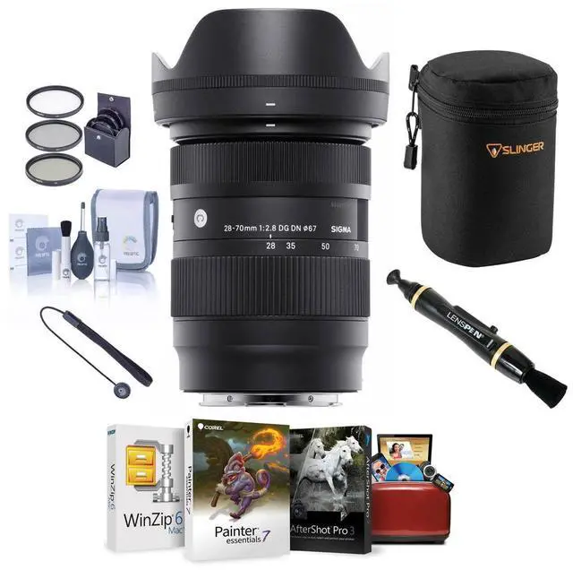 Main image of Sigma 28-70mm f/2.8 DG DN Contemporary Lens for Sony E, Bundle with Corel Mac Software Suite, 67mm Filter Kit, Lens Pouch, Lens Cleaner, Cleaning Kit, Lens Cap Tether