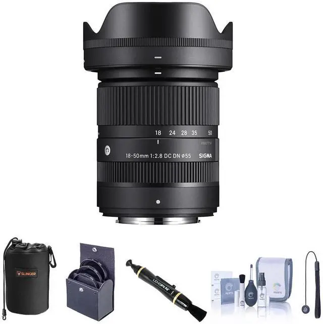 Main image of Sigma 18-50mm f/2.8 DC DN Contemporary Lens for Fujifilm X, Bundle with 55mm Filter Kit, Lens Pouch, Lens Cleaner, Cleaning Kit, Lens Cap Tether