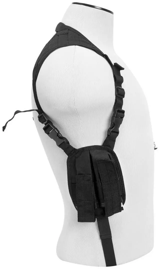 Alt view image 13 of 15 - VISM Ambidextrous Black Shoulder Holster/Double Magazine Holder