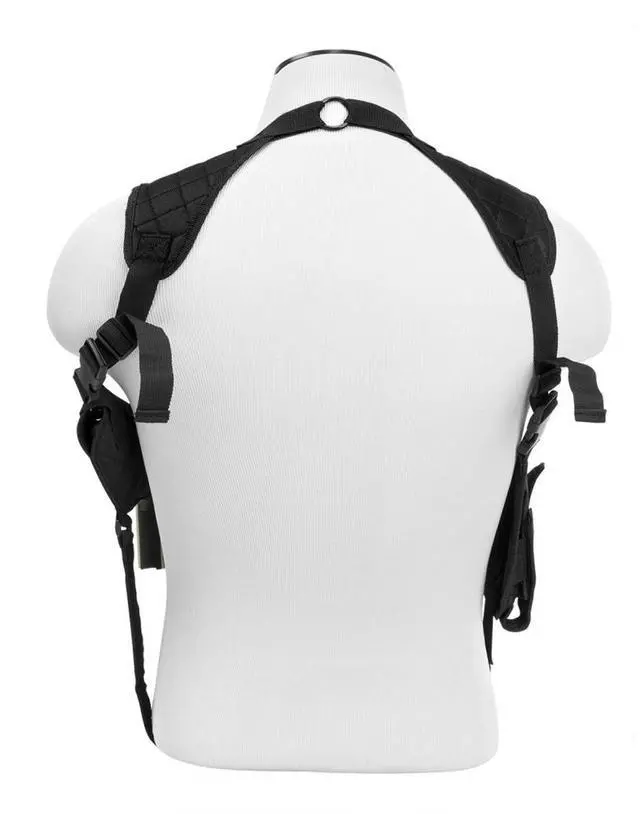 Alt view image 14 of 15 - VISM Ambidextrous Black Shoulder Holster/Double Magazine Holder