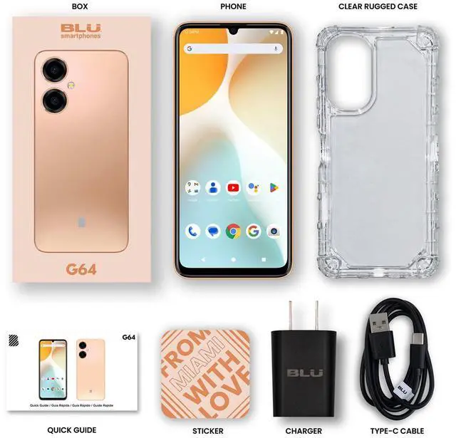 Alt view image 10 of 11 - BLU G64 G1010WW 256GB Dual-SIM GSM Unlocked, Peach