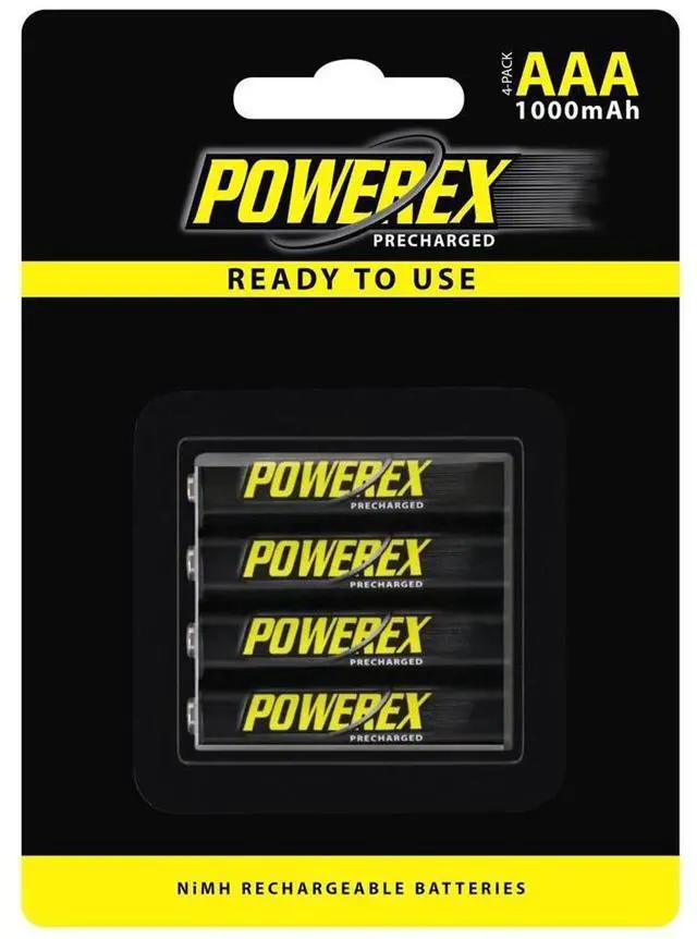 Alt view image 4 of 4 - Maha Powerex MHRAAAP4 4-pack 1000mAh AAA Ni-MH Rechargeable Batteries