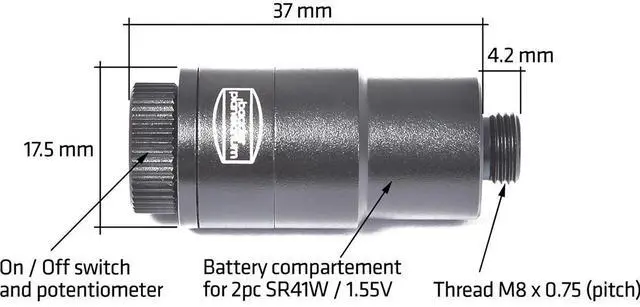 Alt view image 2 of 3 - Baader Planetarium Log-Pot Illuminator with 2x SR41/1.4V Batteries for 9x60 Finder Scope