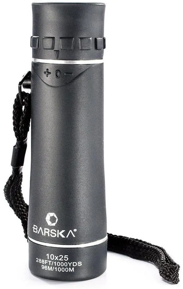 Alt view image 9 of 9 - Barska 10x25 Trend Roof BK-7 Prism Rubber Armor Monocular, Grey