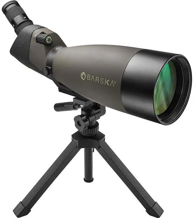 Main image of Barska 25-75x100 WP Blackhawk Spotting Scope with Tripod, Angled, Bak4 Porro Prism, Multicoated, Waterproof, Fogproof