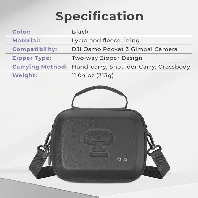 Alt view image 7 of 7 - Aries Carrying Bag for DJI Osmo Pocket 3 Gimbal Camera, Creator Combo