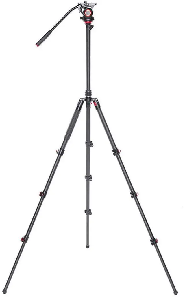 Alt view image 7 of 7 - Came-TV TP-501C 3-Section Carbon Fiber Video Tripod with Fluid Head